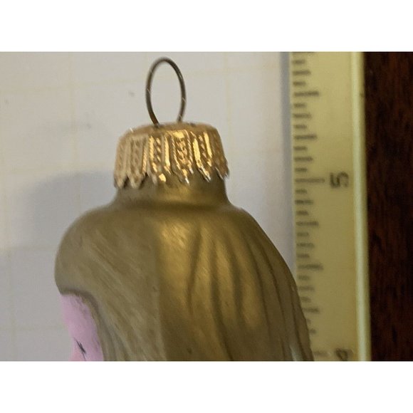 RARE Vintage Pink Blown Mercury Glass Angel Christmas Ornament Hand Painted - Picture 8 of 8